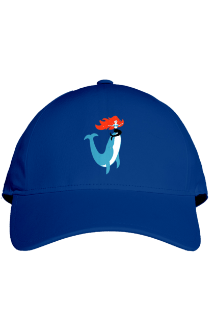 Cap with prints Mermaid And Whale. Mermaid, sea, whale. 2070702