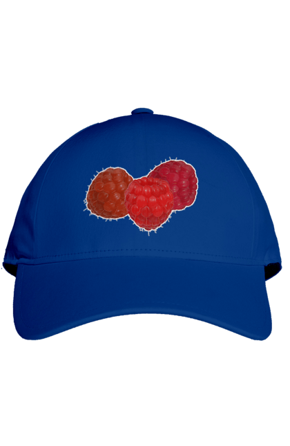 Кепка з принтом "Малина". Веган, вегетаріанець, делікатес, дієта, їжа, літо, малина, плід, смачно, стигла, червона, ягода. 2070702