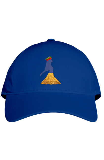 Кепка з принтом "Україна". Вінок, дівчина, дівчинка, жовтий синій, жовто-блакитне, маки, національні кольори, небо, пшеничне поле. 2070702