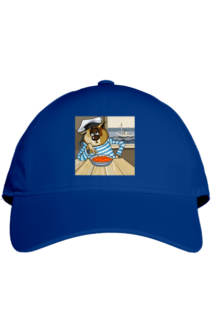 Кепка с принтом Кот Моряк, На Корабле Ест Красную Икру. Икра, корабль, кот, моряк. 2070702