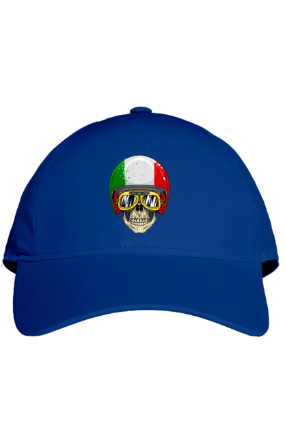 Кепка з принтом "Череп в мотошоломі". Мото, окуляри, череп, шолом. 2070702