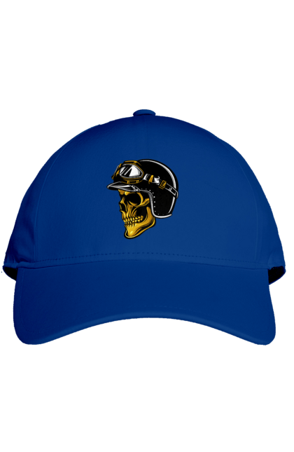 Кепка з принтом "Череп в мотошоломі". Крутий, очі, череп, шолом. 2070702