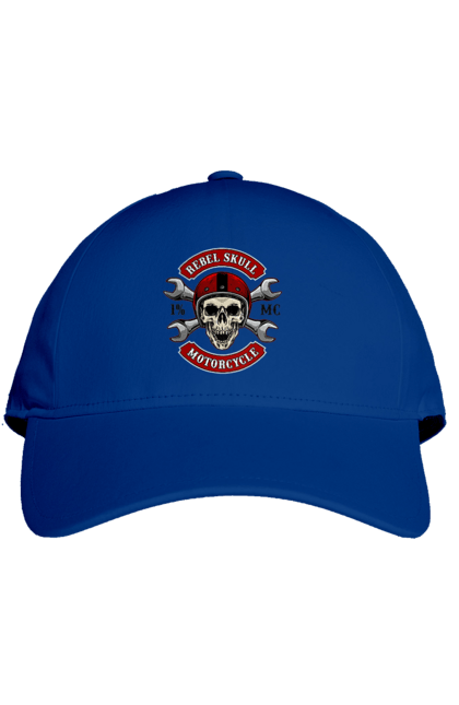 Cap with prints skull motorist. Amateur, helmet, motorcycle, skull. 2070702