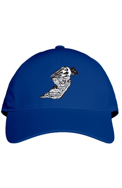 Кепка з принтом "Двигун мотоцикла". Байк, бензобак, двигун мотоцикла, харлей девідсон, циліндри, чопер. 2070702