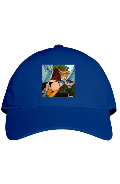 Кепка з принтом "Відпочинок З Улюбленою У Палатці". Відпочинок, жопа, палатка, собака. 2070702