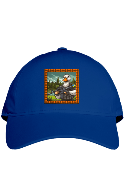 Кепка з принтом "Гусячий десант". Біологічна зброя, бойові гуси, військовий гусак, гусячий десант, зброєні сили, прапор, символіка, україна. 2070702