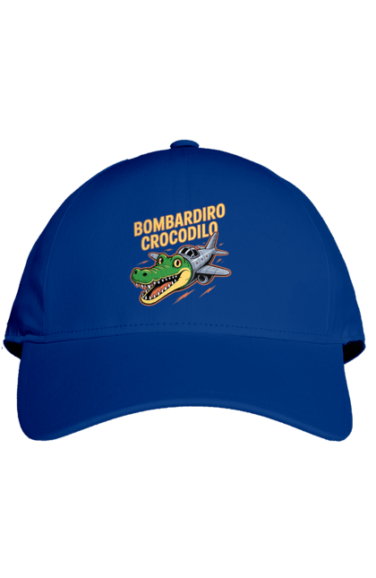 Кепка з принтом "Bombardino Crocodilo". Bombardino, bombardino crocodilo, crocodilo, бомбардиро крокодило, бомбардіно крокоділо, крокодил, крокодил літак, крокодил мем, мем бомбардине крокодило, меми. 2070702