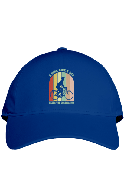 Кепка с принтом Поездка на велосипеде. Велопрогулка, велосипед, здоровый образ жизни, зож, поездка на велосипеде. 2070702