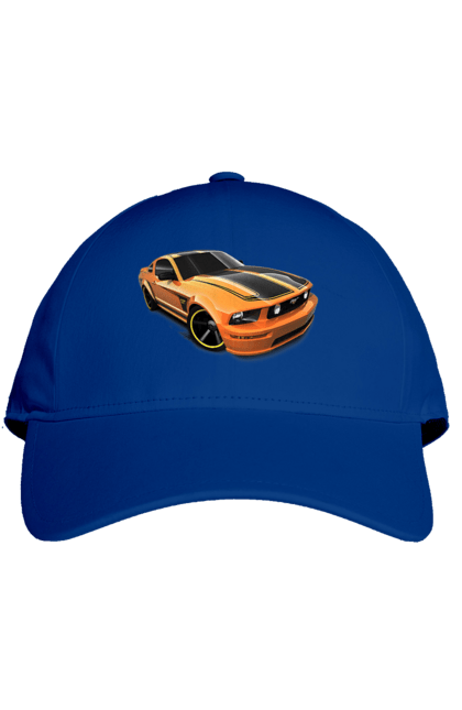 Cap with prints Orange, high speed car. Machine, riding, speed, wheels. 2070702
