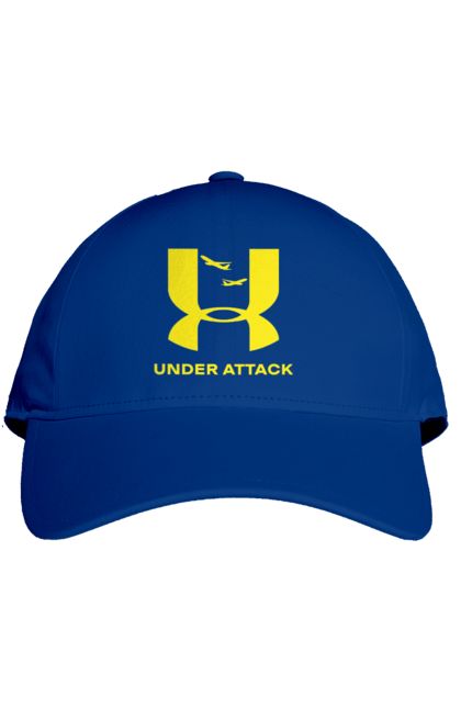 Кепка з принтом "Under Attack yellow". Андер армор, бренди, гумор, приколи, прикольні, ундер армор. 2070702