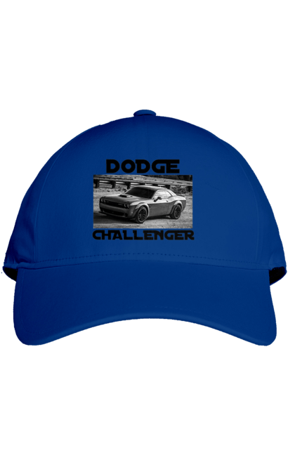 Кепка з принтом "Додж челенджер". Авто, автомобіль, американська легенда, додж челенджер, класичне авто, культовий автомобіль, масл кар, потужний автомобіль. 2070702