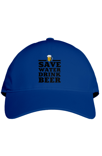 Кепка з принтом "Бережи воду, пий пиво (чорна)". 18+, алкоголь, бар, гумор, любителям писа, меми, пиво, приколи, текст, чоловікам. 2070702