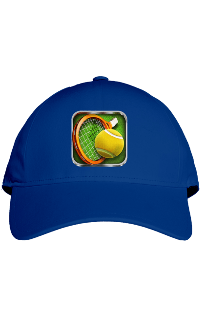 Кепка з принтом "Теніс". Великий теніс, гравці, лондон, м`яч, призовий фонд, ракетка, спонсор, турнір на ґрунті, турнір на траві, турнірна сітка. 2070702