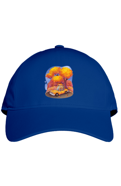 Кепка з принтом "Осiнь Авто Дерево". Дерево, жовтий мила ілюстрація, машина, осінь, помаранчевий. 2070702