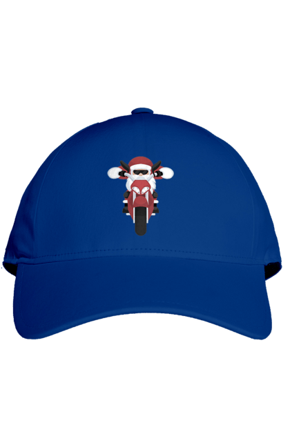 Кепка з принтом "Санта на мотоциклі". Мотоцикл, новий рік, різдво, санта. 2070702