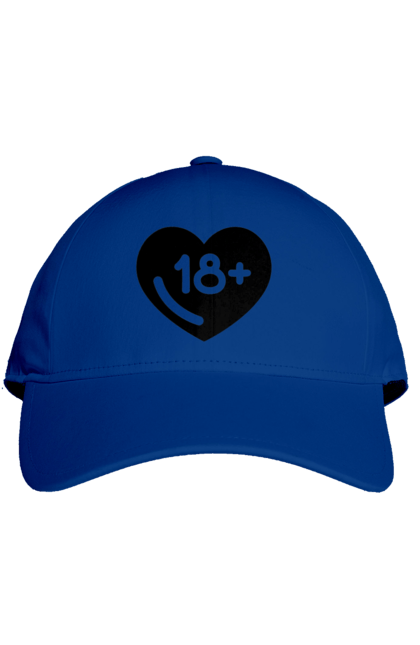 Кепка з принтом "18+". 18+, запрет, секс, сердце, черное. 2070702