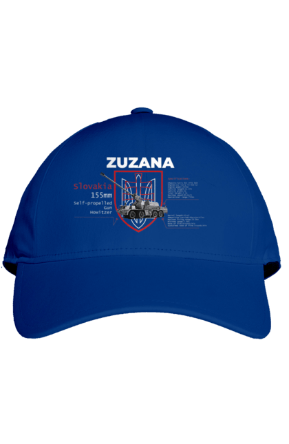 Кепка з принтом "Zuzana (САУ) два герби (англійська)". Zuzana, гаубиця, два герби, залужний, сюзанна. 2070702