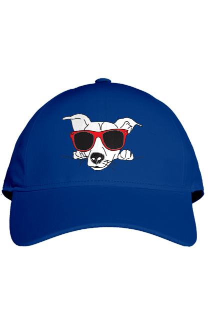 Cap with prints The Dog Peeks Out. Dog, glasses, peep out. 2070702