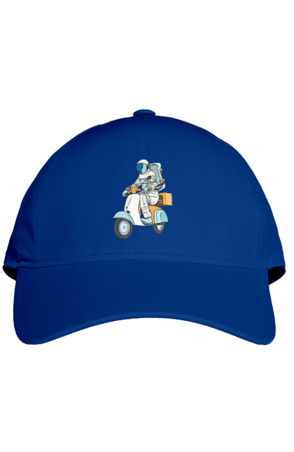Кепка с принтом Космонавт на мотоцикле. Космонавт, космос, мотоцикл. 2070702