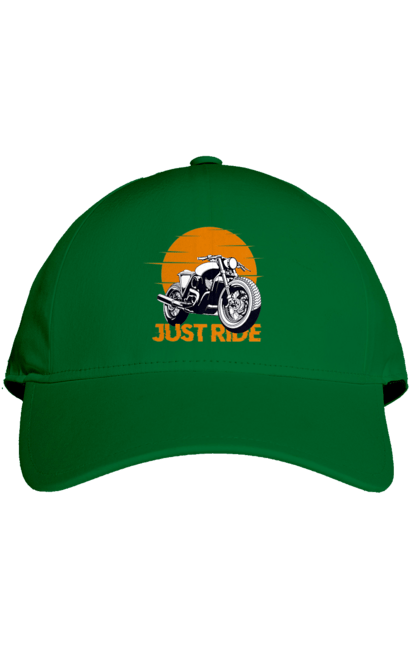 Кепка с принтом Мотоцикл, Просто Езжай. Дорога, езда, мотоцикл. 2070702