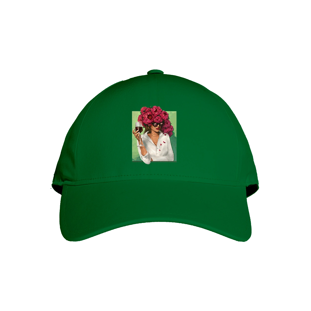 Girl with peonies and a glass