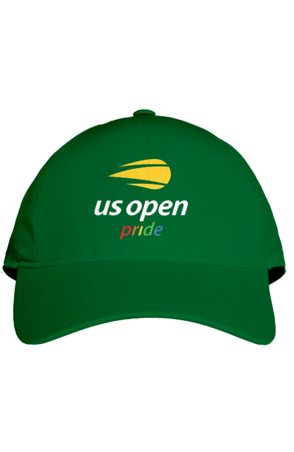 Кепка з принтом "Тенісний турнір US Open pride". Великий теніс, відкритий чемпіонат, гравці, м`яч, нью йорк, призовий фонд, ракетка, спонсор, хард, чемпіонат америки. 2070702