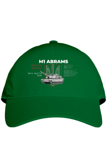 Кепка з принтом "M1 Abrams англійська". Abrams, m1 abrams, залужний, зброя, танк. 2070702