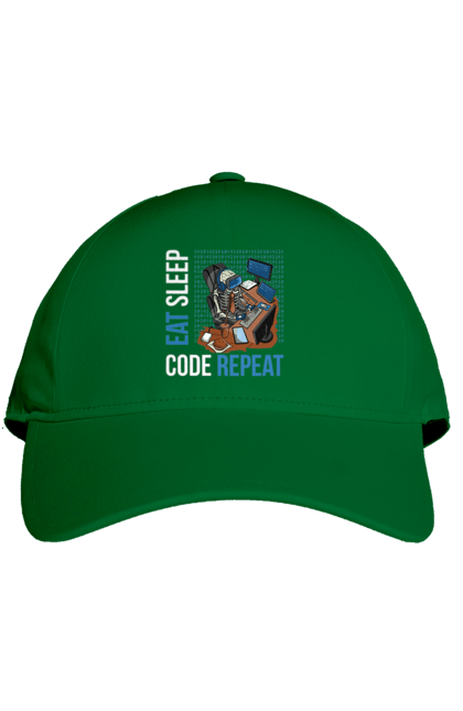 Кепка з принтом "Їж Cпи Кодуй Повторюй". Айті, айтішник, для айтішника, для програміста, їж спи, кодуй повторюй, подарунок айтішнику, подарунок програмісту, програміст, розробник. 2070702