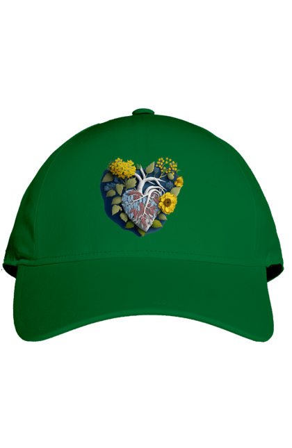 Кепка з принтом "Серце квіти". Люблю україну, перемога україни, серце, символи україни, соняшник, традиції україни, україна. 2070702
