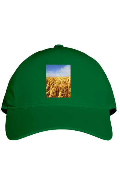 Cap with prints Ukraine. Beauty, blue, field, nature, sky, wheat. 2070702