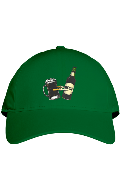 Кепка з принтом "Пляшка Пива З Келихом Пива". Келих, пиво, пляшка. 2070702