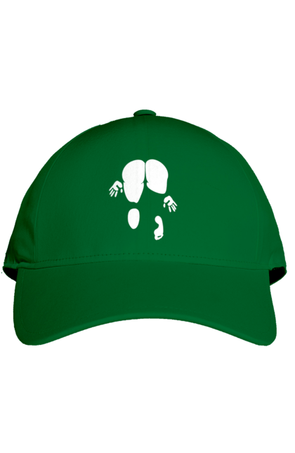 Cap with prints Girl view from behind. Cool, girl doggy style, humor, rear view, vulgar, young woman. 2070702