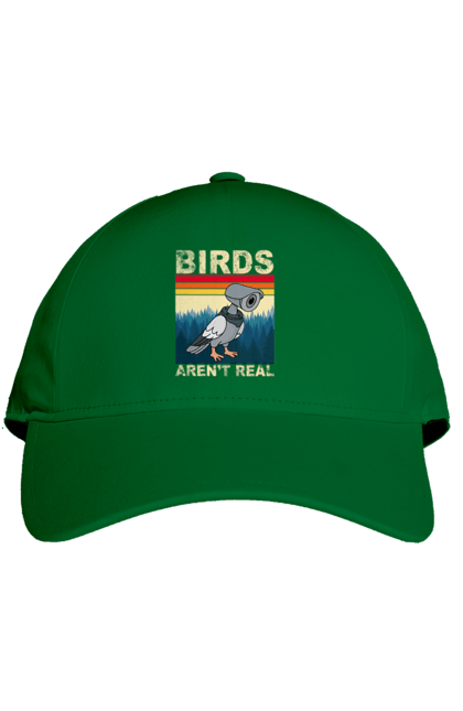 Cap with prints Birds aren't real. Bird, camcorder, camera, conspiracy, pigeon, reality, surveillance. 2070702