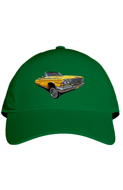 Кепка з принтом "Автомобіль". Автомобіль, імпала, класика, лоурайдер, шевроле. 2070702