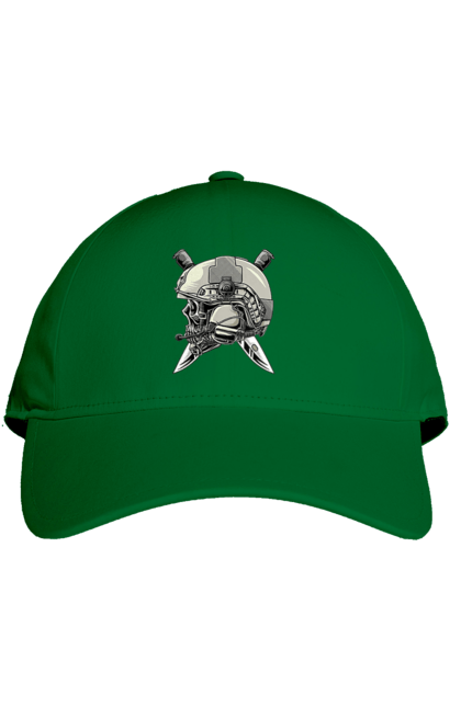 Кепка с принтом Череп пилота. Defender, helmet, military, pilot, skull, than. 2070702