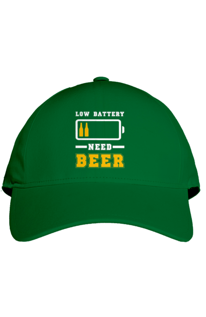 Cap with prints Low battery need beer. Alcohol, beer, brutals, funy prints, mans, summer. 2070702