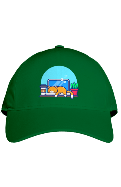 Кепка з принтом "Кіт програміст". Angular, c, css, html, it, javascript, jquery, php, python, react, svelt, vue, айтишник, айті, гумор, код, кодувати, прогер, програміст, програмісти, ти ж, ти ж програміст, тиж програміст. 2070702