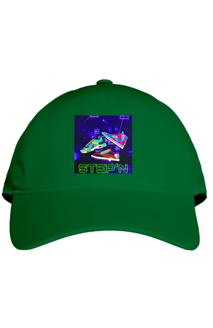 Cap with prints Step`n. Crypt, cryptocurrencies, nft, nft sneakers, solana, stepn, virtual crosses. 2070702
