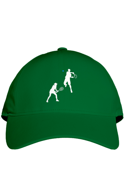 Кепка з принтом "Теніс". Великий теніс, гравці, грунт, м`яч, призовий фонд, ракетка, спонсор, турнір на ґрунті, турнірна сітка, хард. 2070702