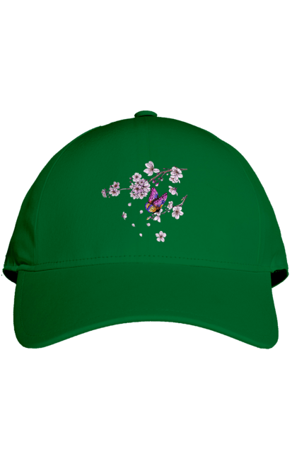 Cap with prints Butterfly And Sakura. Butterfly, sakura, spring, wood. 2070702