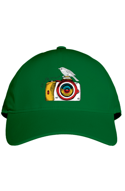 Кепка с принтом Фотоаппарат И Птичка. Камера, птичка, фотоаппарат, фотограф. 2070702