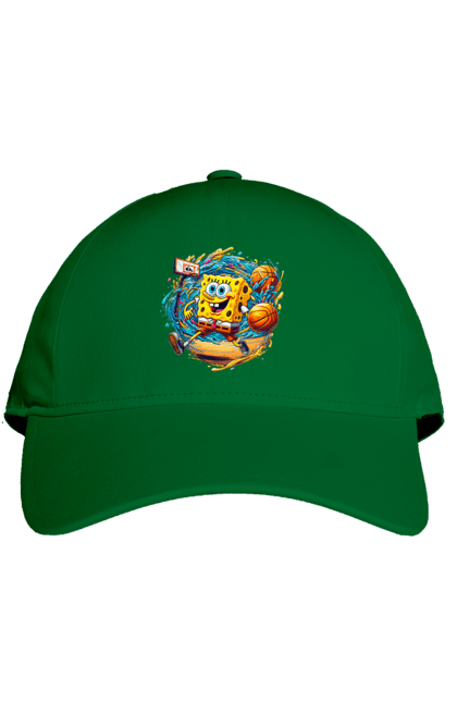 Cap with prints SpongeBob. Animated series, ball, basketball, cartoon, spongebob, spongebob squarepants, sport. 2070702