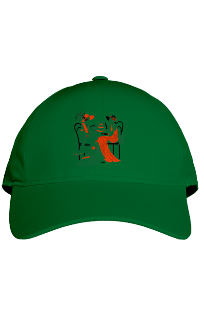 Cap with prints Ladies In Red. Get-togethers, ladies, tea drinking. 2070702
