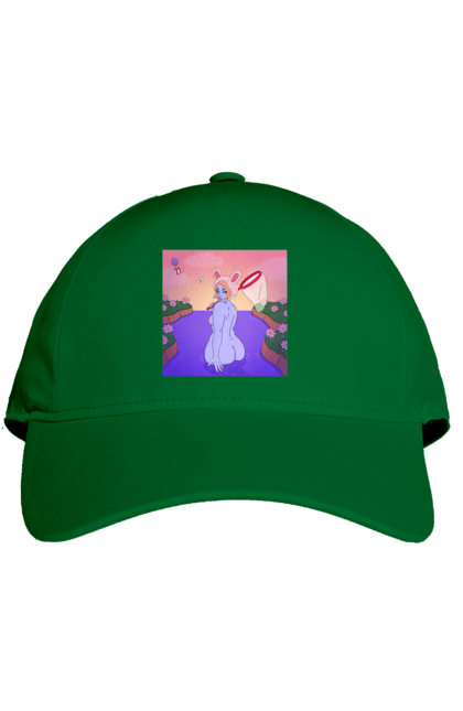 Кепка з принтом "Фіолетова Дівчина На Полюванні". Гола, дівчина, сачок. 2070702