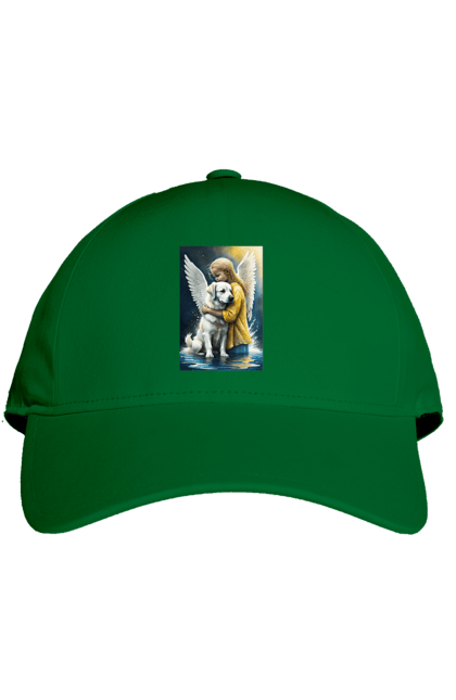 Кепка з принтом "Дівчинка та собака ангел [память загиблим тваринам]". Дівчинка та собака, крим, нова каховка, память загиблим тваринам, собака ангел, україна, херсон. 2070702