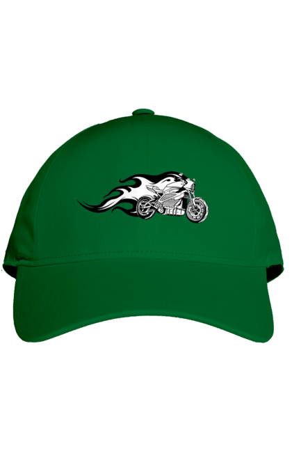 Кепка з принтом "Мотоцикл Вогонь". Мото, мотоцикл, огонь. 2070702