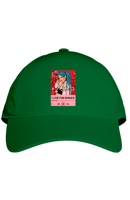 Кепка з принтом "I Live For Danger". Аніме, музика, пістолет, програвач. 2070702
