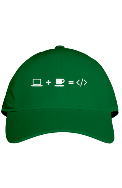 Кепка з принтом "Комп`ютер плюс кава дорівнює код". Айті, айтішник, для айтішника, для програміста, кава, подарунок айтішнику, подарунок програмісту, програміст, розробник. 2070702