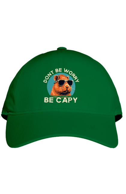 Cap with prints Capybara. Animal, capybara, glasses, rodent. 2070702