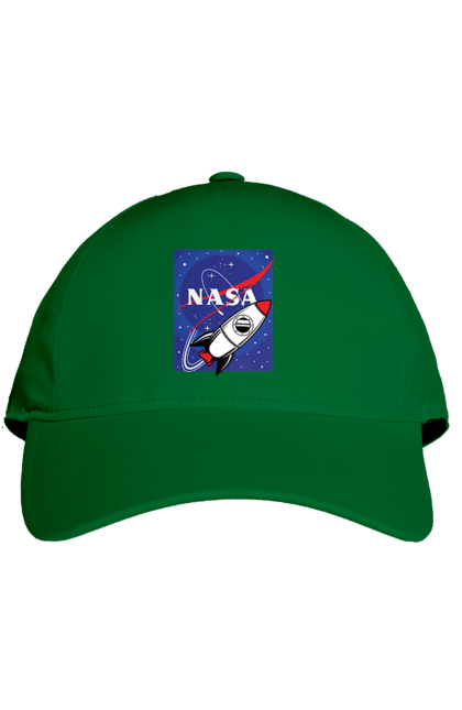 Cap with prints NASA. Aeronautics, astronautics, aviation, nasa, research, rocket, science, space, technologies, usa. 2070702